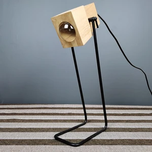 Modern Wooden Farmhouse Table Lamps Bedroom Nightstand Lamp Rustic Living Room Reading Industrial Desk Lamps