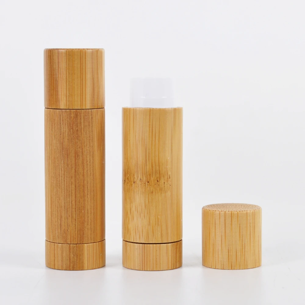 Wholesale Refillable Eco Friendly Biodegradable 5ml Bamboo Lipstick Packaging Empty Bamboo Lip Balm Tubes