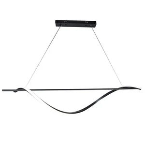 Modern Indoor Light Dining Kitchen Island Suspended Led Linear Ceiling Lamps Fixture Hanging Chandelier Decor Long Pendant Light