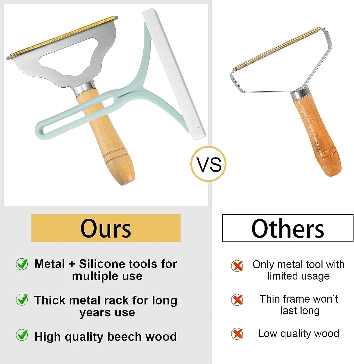 2pcs Manual Portable Fabric Shaver, 1 Metal Carpet Lint Scraper for Furniture Pet Hair Removal and 1 Pcs for Clothes Couch