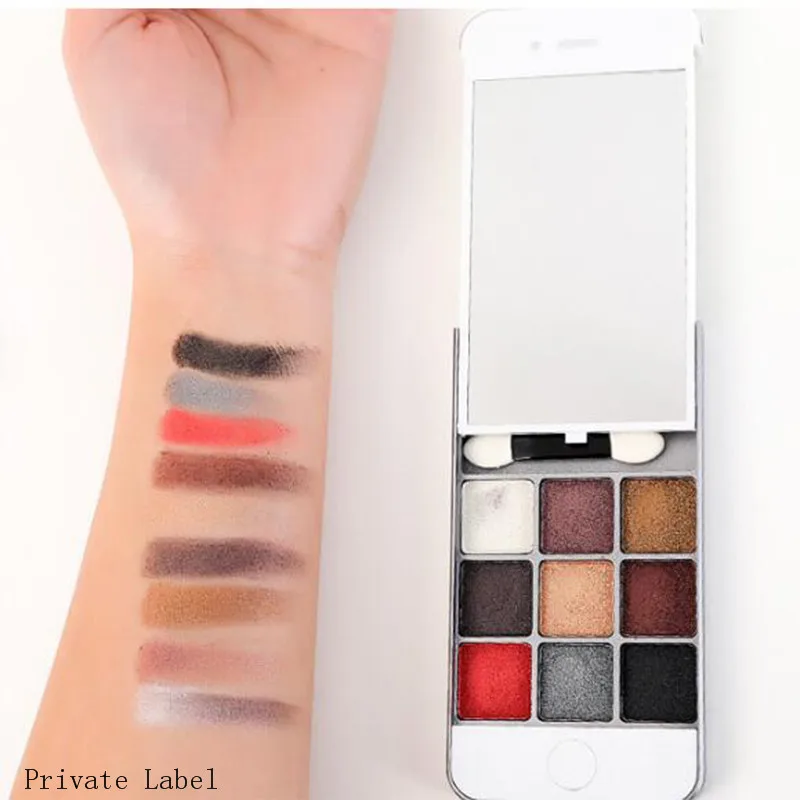 Уникальная недорогая палитра теней для век в форме мобильного телефона с высоким пигментом и блестками матовых косметическая макияжа