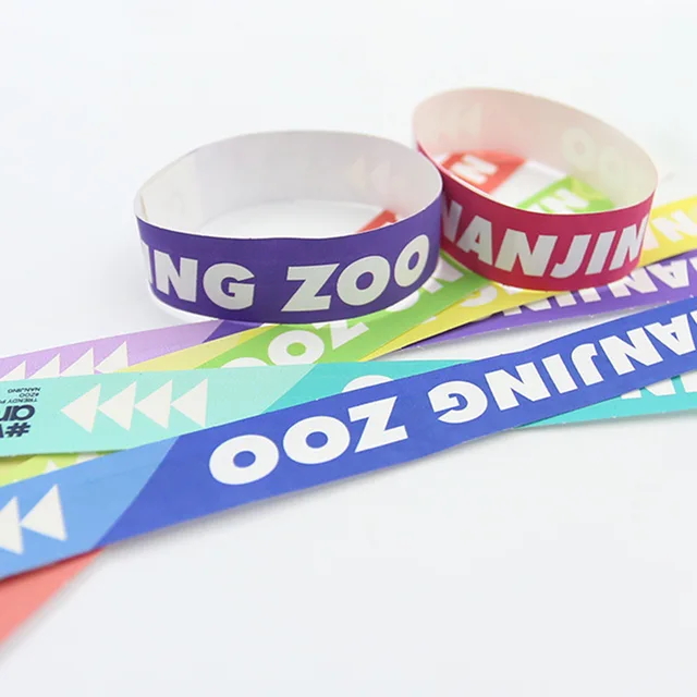Customized disposable wristband with glue Children's playground wristband exhibition concert waterproof ticket paper wristband