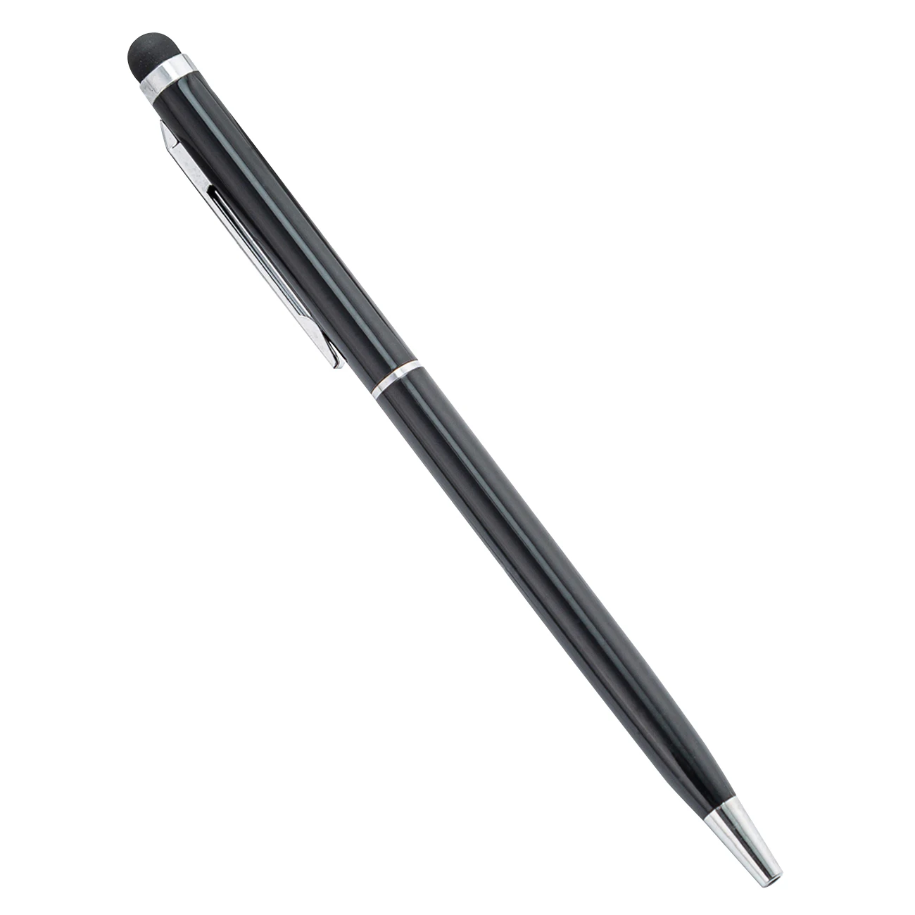 Multifunction Metal Aluminum Touch Screen Ball Point Pen Custom Logo Slim Black Stylus Touch Pen for Phone and Tablet PC