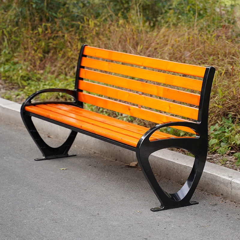 street furniture cast aluminium Anticorrosive wood bench patio park outdoor benches without backrest manufacture