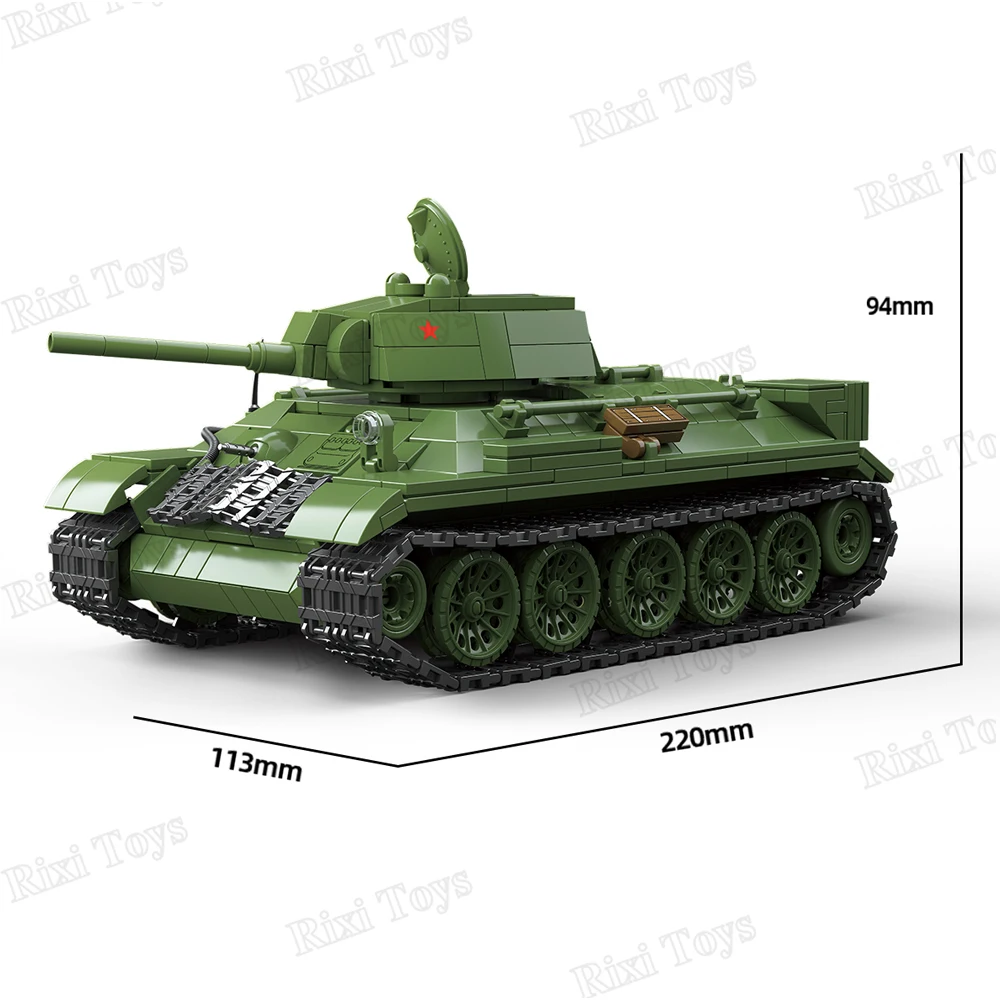 QuanGuan 100276 World War 2 WW2 Military Soldiers MOC Weapon Soviet T34/76 Medium Tank DIY Toys for Gift Building Blocks Sets