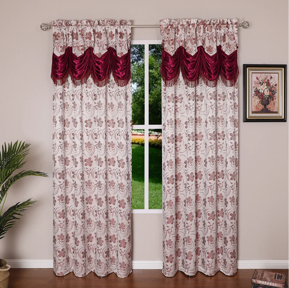 Wholesale Double Layers Home Window Curtains Modern Valance Design