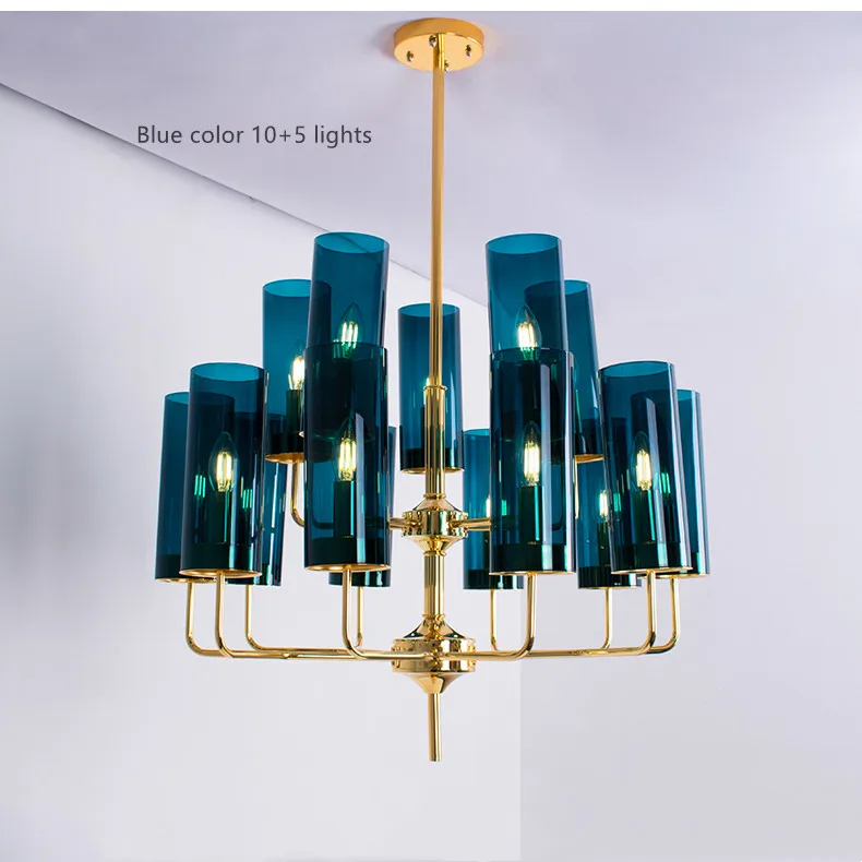 Modern Ceiling chandelier for living room Nordic blue glass blowing chandeliers pendant lights