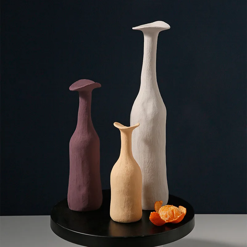 INS Wholesale Modern Irregular Nordic Home Decor Custom Shaped Modern Geometric Morandi Color Flower Arrangement Ceramic Vase