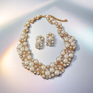 Luxury Pearl Rhinestone Wedding Designer Inspired Jewelry Sets Joias De Luxo Necklaces Fancy Jewellery for Ladies Women Set