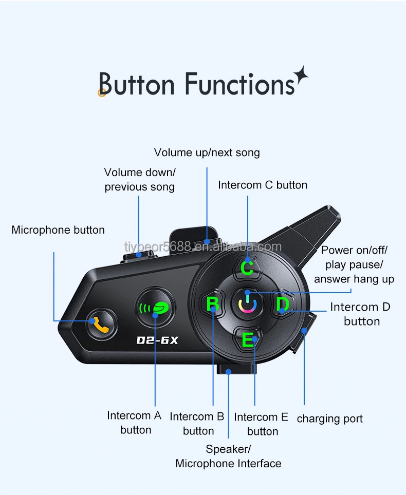 product tiypeor motorcycle intercom helmet wireless headset headphone 6 riders 1000m communicator waterproof music share interphone-10