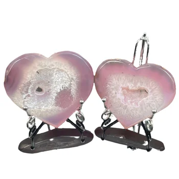 Geode Love heart shaped christmas Natural crystal personalized gemstone Purple Rose Quartz Ornaments Home Healing Decoration