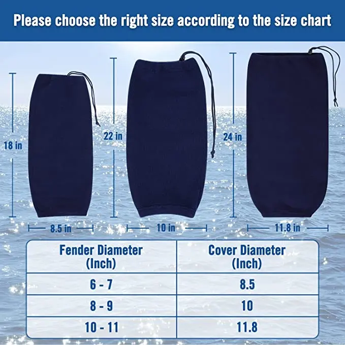 Isure Marine Navy Blue Boat Fender Cover Marine Bumper Covers Premium