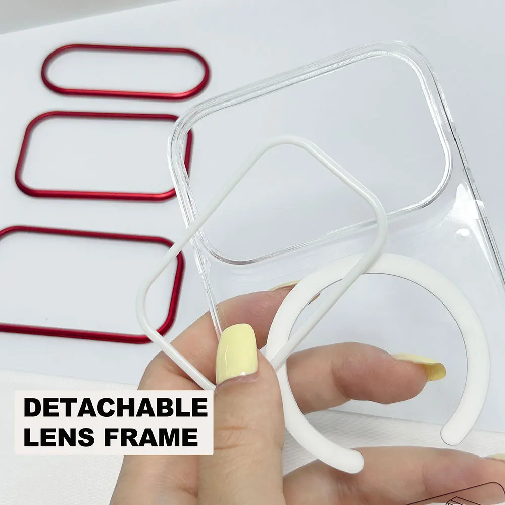 product laudtec detachable lens frame clear phone case shockproof simple business back cover custom for iphone 17 air 16 pro max sjk1071-3