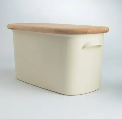 Custom Storage Box with Lid Round Kitchen Porcelain Black Bread Bin Wholesale Ceramic Bread Box
