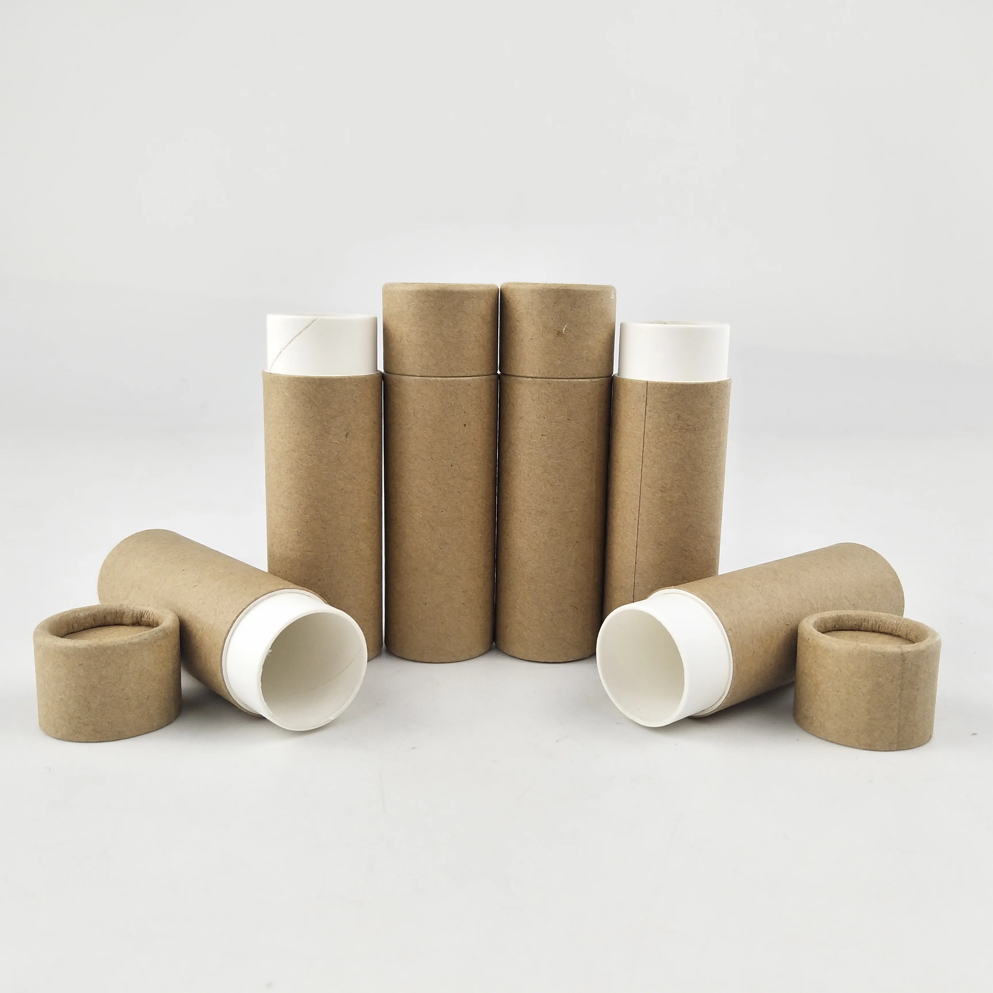 Biodegradable Push up Lipstick Deodorant Stick Cardboard Brown Kraft Paper Tube Container Packaging