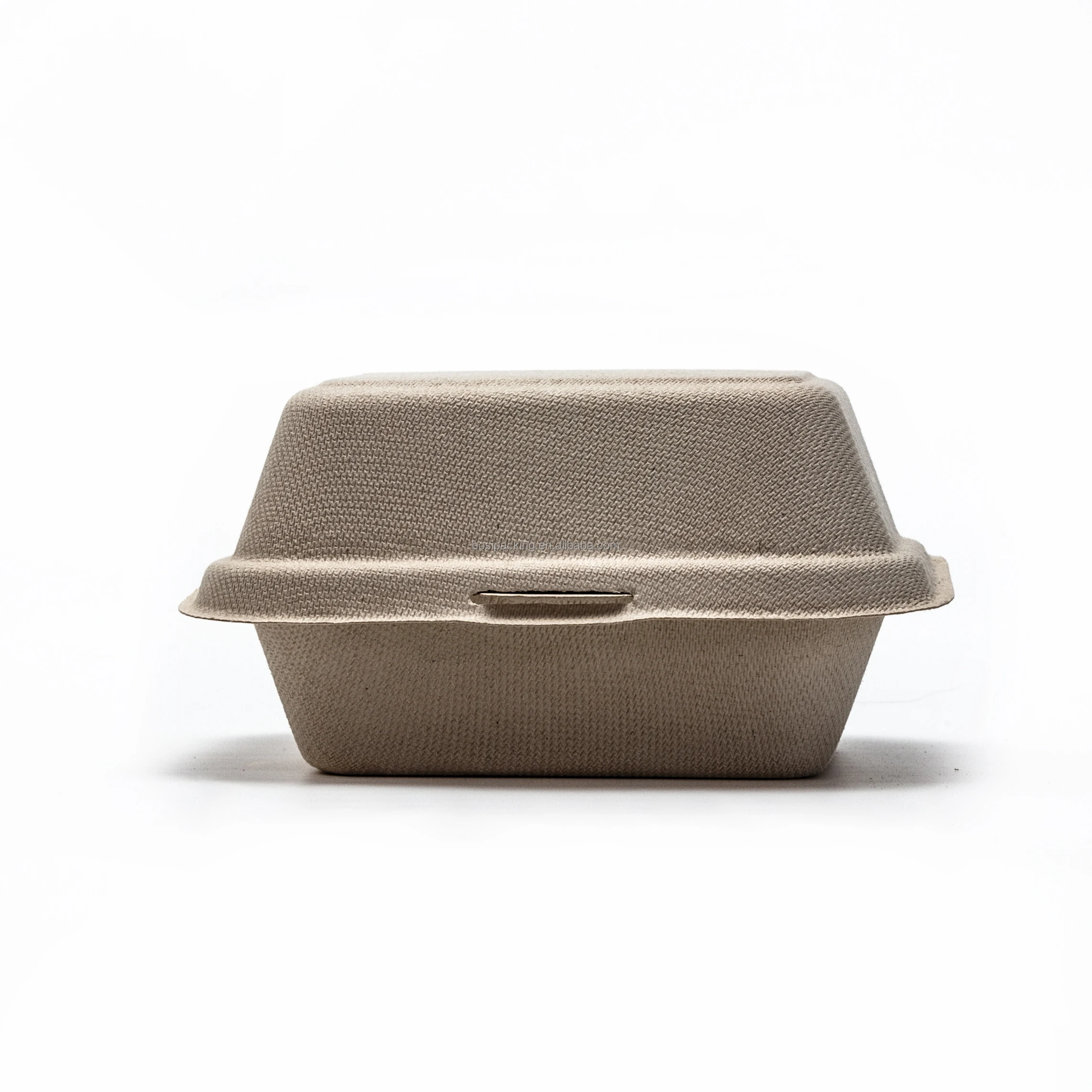 Enpack - 100 stuks hamburgerbox van papier - gecoat - 13 x 13 x 9 cm - Take Away box met klapdeksel - milieuvriendelijk - To Go verpakking - wegwerpfles - bischaal met druk