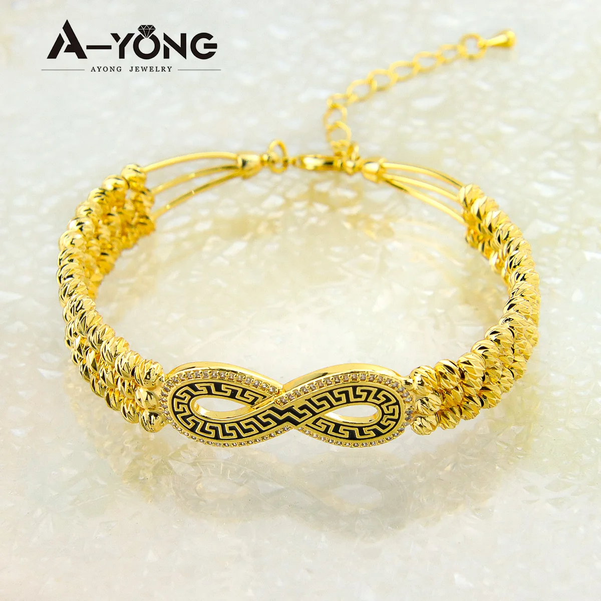 Unique Design Multi Layer Beaded Chain Bracelet Infinity Gold Bangles 18k Women Bangle Bracelet