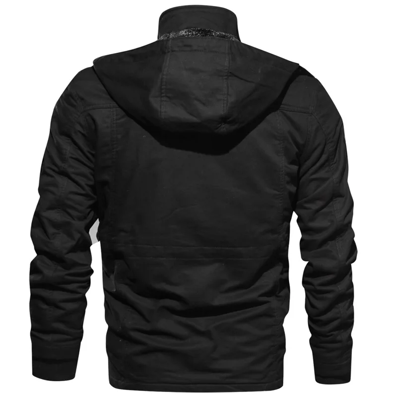 Men's Hooded Winter Jacket With Stand Collar And Warm Fleece Lining_voghion.com