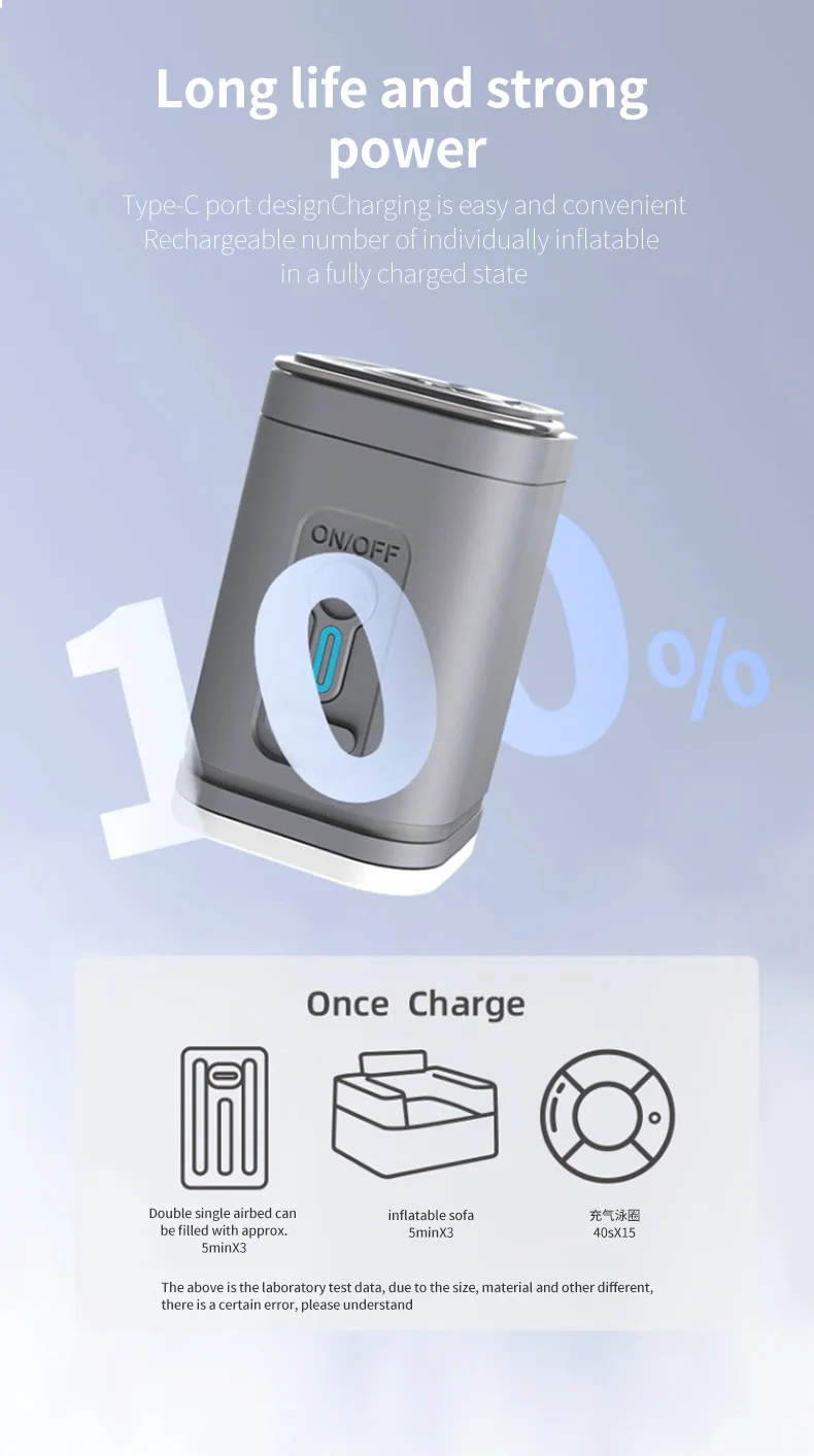 Pompa Aria Elettrica USB Portatile Con 4 Ugelli - Per Gonfiare Materassi, Piscine E Giocattoli