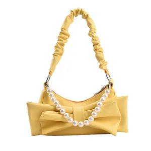 Ladies Bow Vegan Pu Handbags Clutch Sling Bag Leather Women