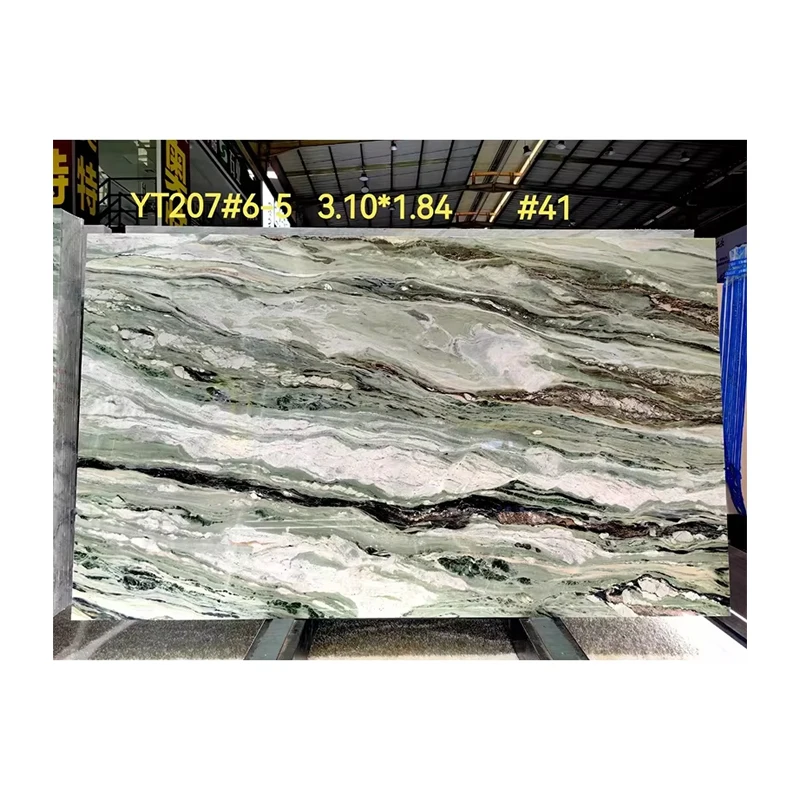 Encimera de cocina moderna de lujo de mármol verde, tocador de baño de mármol verde, escalera de azulejos de piedra natural para sala de estar de villa