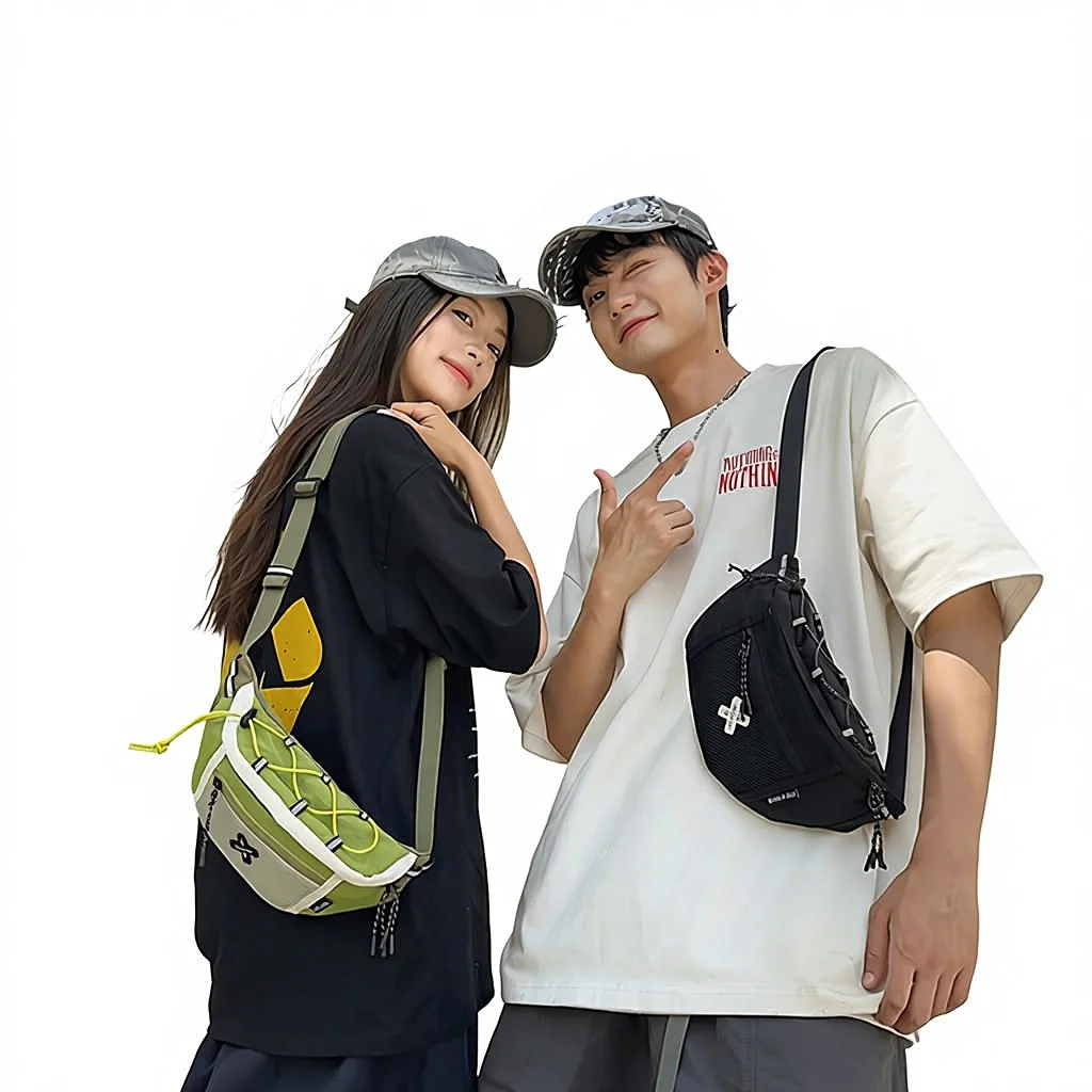 2026 New Four Seasons Versatile Couple Casual Trendy Brand Fashionable Niche Design Nylon Zipper Unisex Small Chest Bag