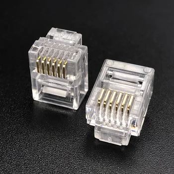 sourcing map Téléphone Modulaire Bouchon Mâle RJ12 Connecteurs Cuivre Noyau 6P6C Transparent 50Pcs
