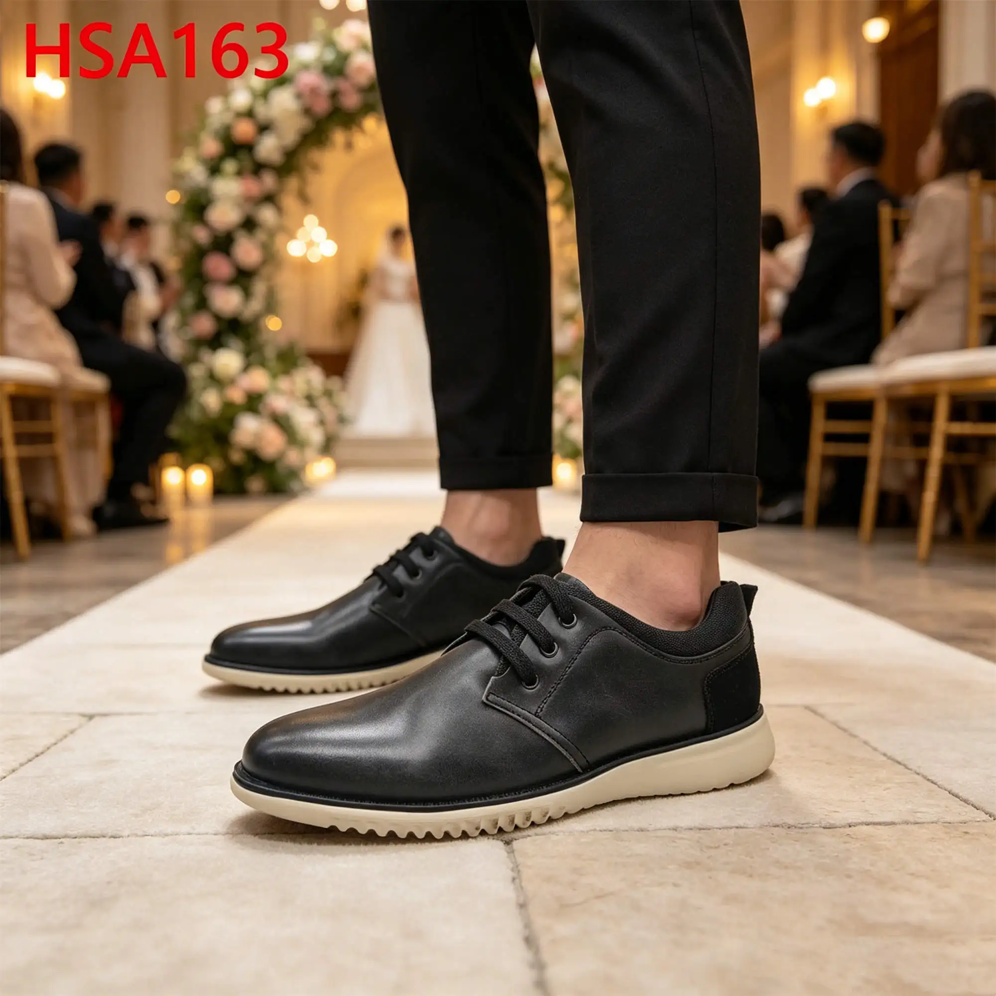 ZYF,Wedding Attendance Patched Leather Upper Fashion Dress Shoes Charity Ball Lace up Double Colors Outsole Derby Shoes HSA163