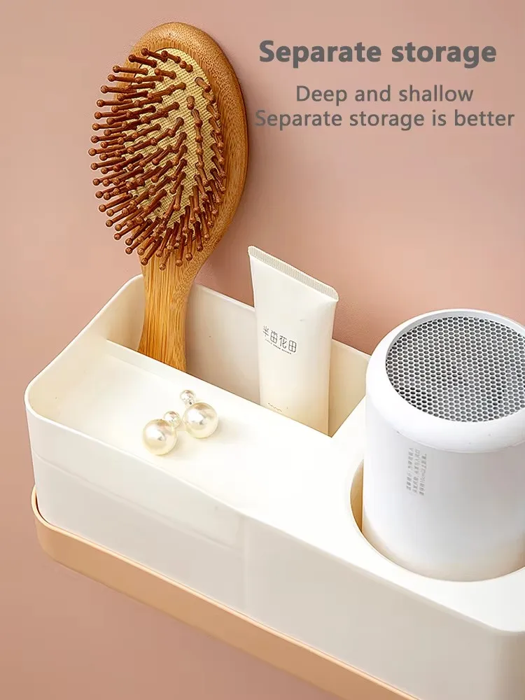 Top Seller Bathroom Toilet Hair Dryer Storage Rack Simple Punch-Free Plastic Wall Shelf manufacture