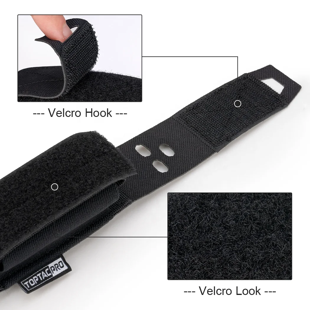 TOPTACPRO Pochette MOLLE Pour Lampe De Poche / Chargeur / Flashbang - 500D Nylon Noir Tactique