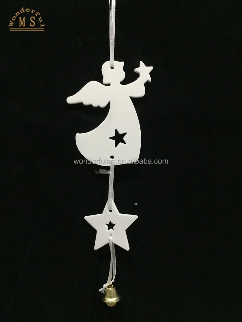 Porcelain angel hanging ornament hand made craft small decoration holiday gift for kid