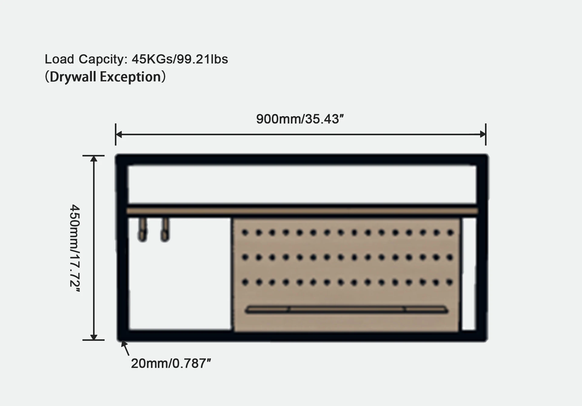 YOUPON Aluminium Alloy Rectangle Wall Mounted Multi-Tier Storage Rack-Durable Large Capacity Office & Home Organizer details