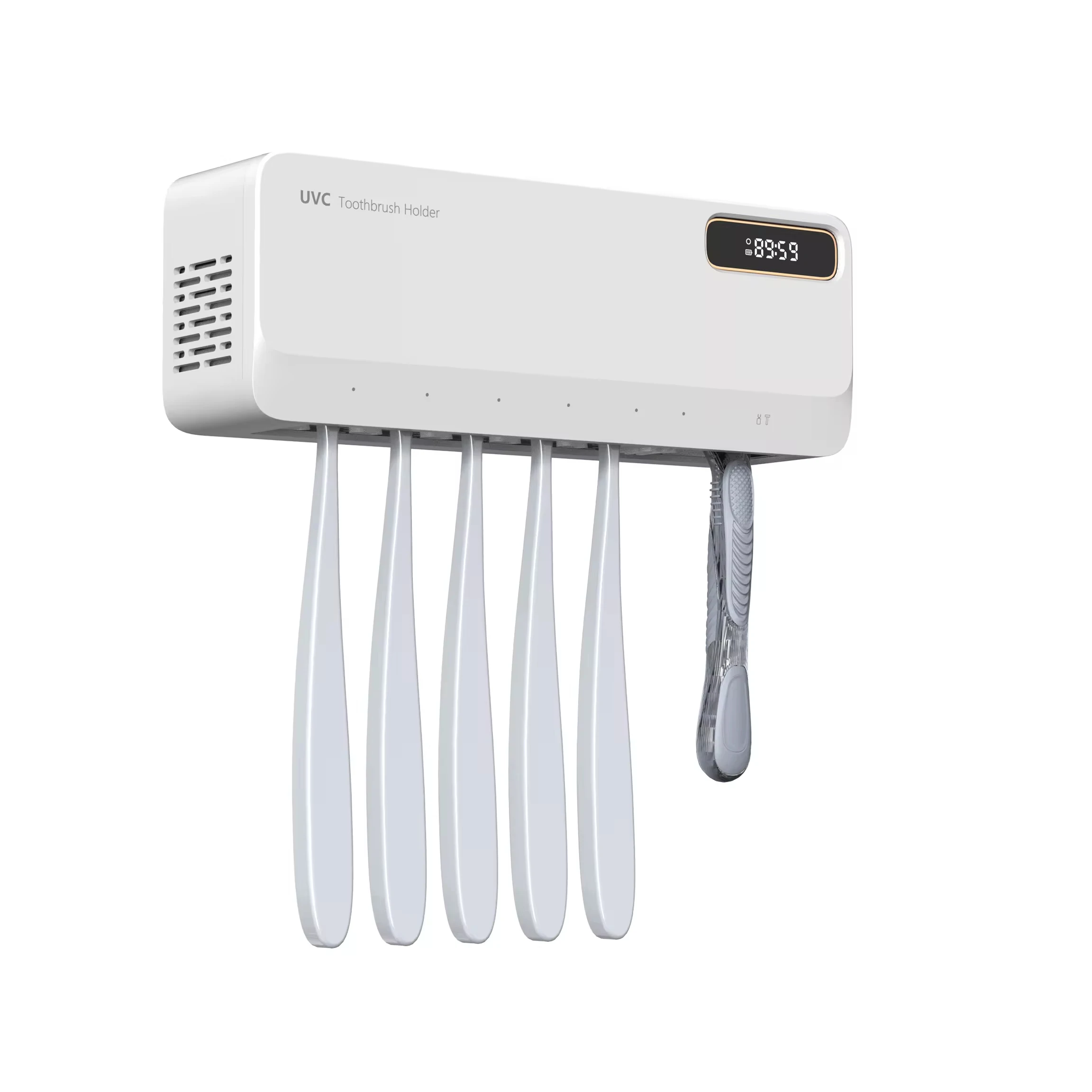 2024 uvc держатель зубной щетки УФ дезинфицирующее средство светодиодный вентилятор сушки горячего тепла 60 температура сухая зубная щетка полностью за 90 минут