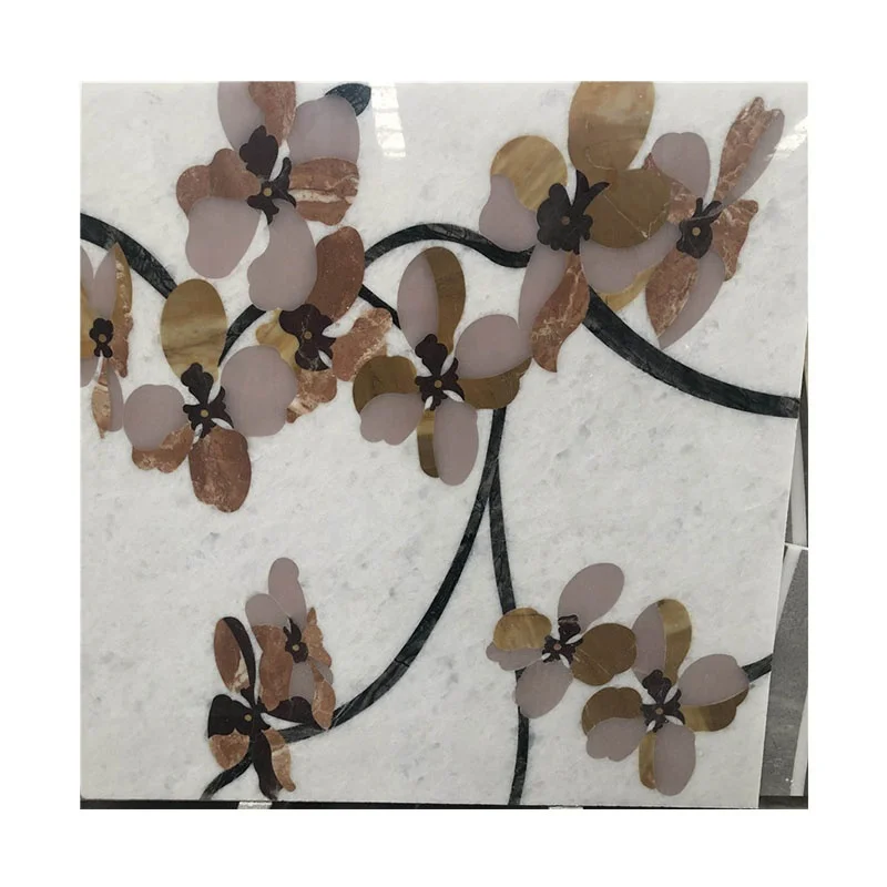 Flower Inlay Maeble Tiles Waterjet Entrance Floor Pattern Medallion Medalion Design Marble Waterjet Flower Design