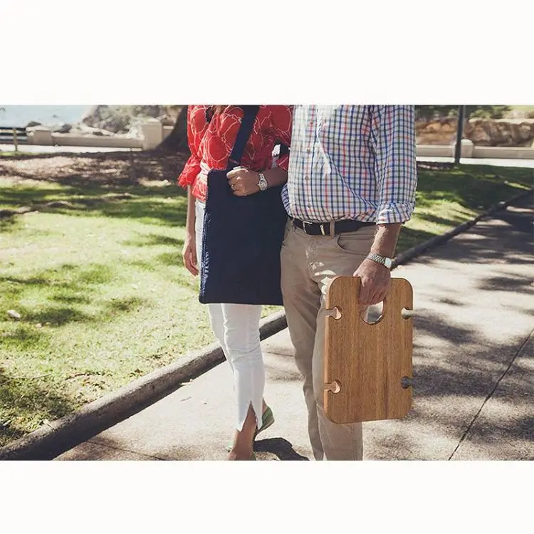 Поднос для сервировки еды на открытом воздухе, портативный деревянный стол для пикника и вина со складными ножками