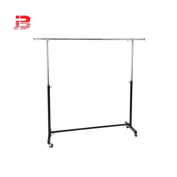 Clothing Store Metal Clothing Garment Rack/ Movable Clothes Hanger Display Rack manufacture