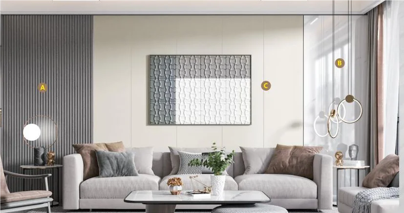 product melinco wpc fluted wall panel set marble sheet grey grille wall panel tv backdrop combination interior wall decoration-9