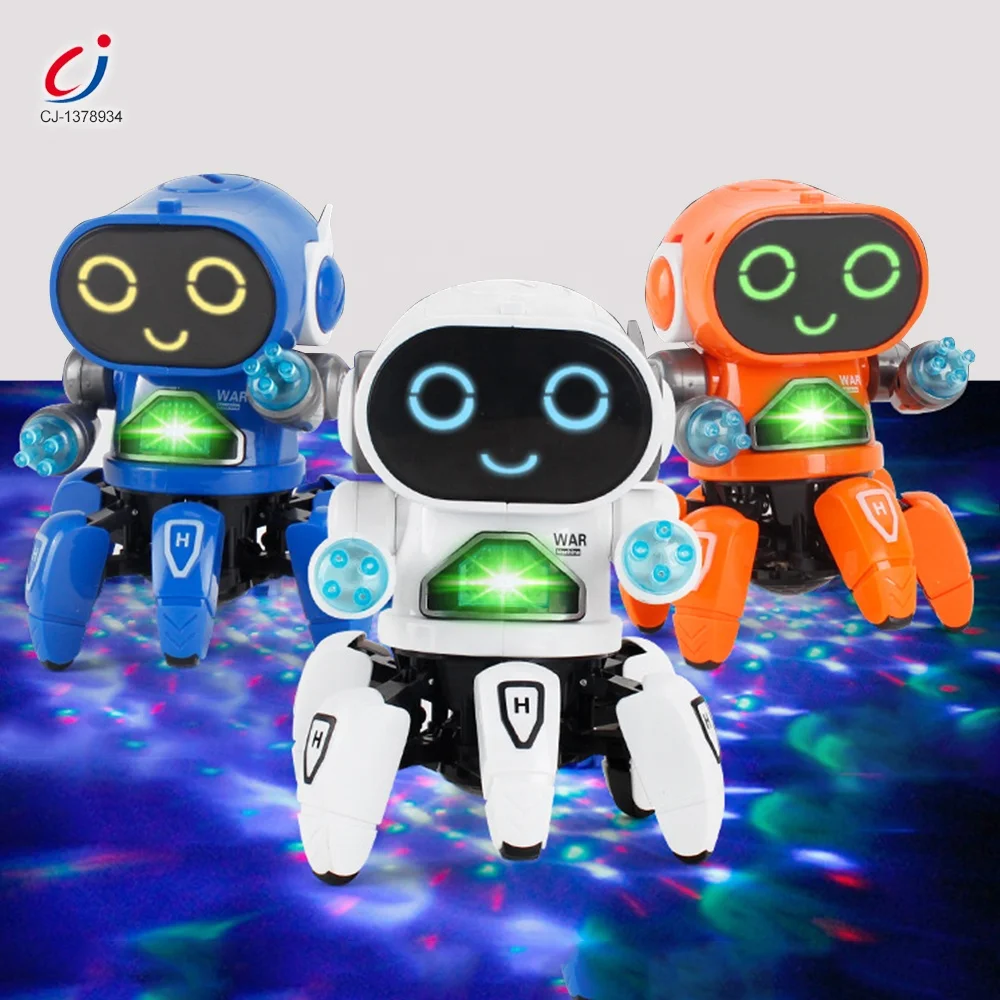 Chengji Dancing Music Smart Robot Six Claw Education Interaction Ai Child Toy Battery Operated Robot Swinging Toy with Lighting