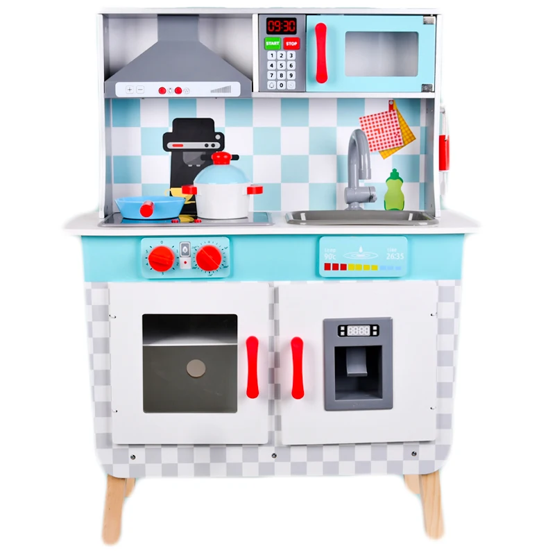 Fornecimento de fábrica Brinquedos de encenação para crianças Mini conjunto de cozinha de madeira para pia brinquedos