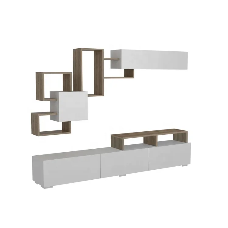 Latest Design Wall Mount Free Standing Tv Stand Wooden Panel Tv Cabinet with showcase