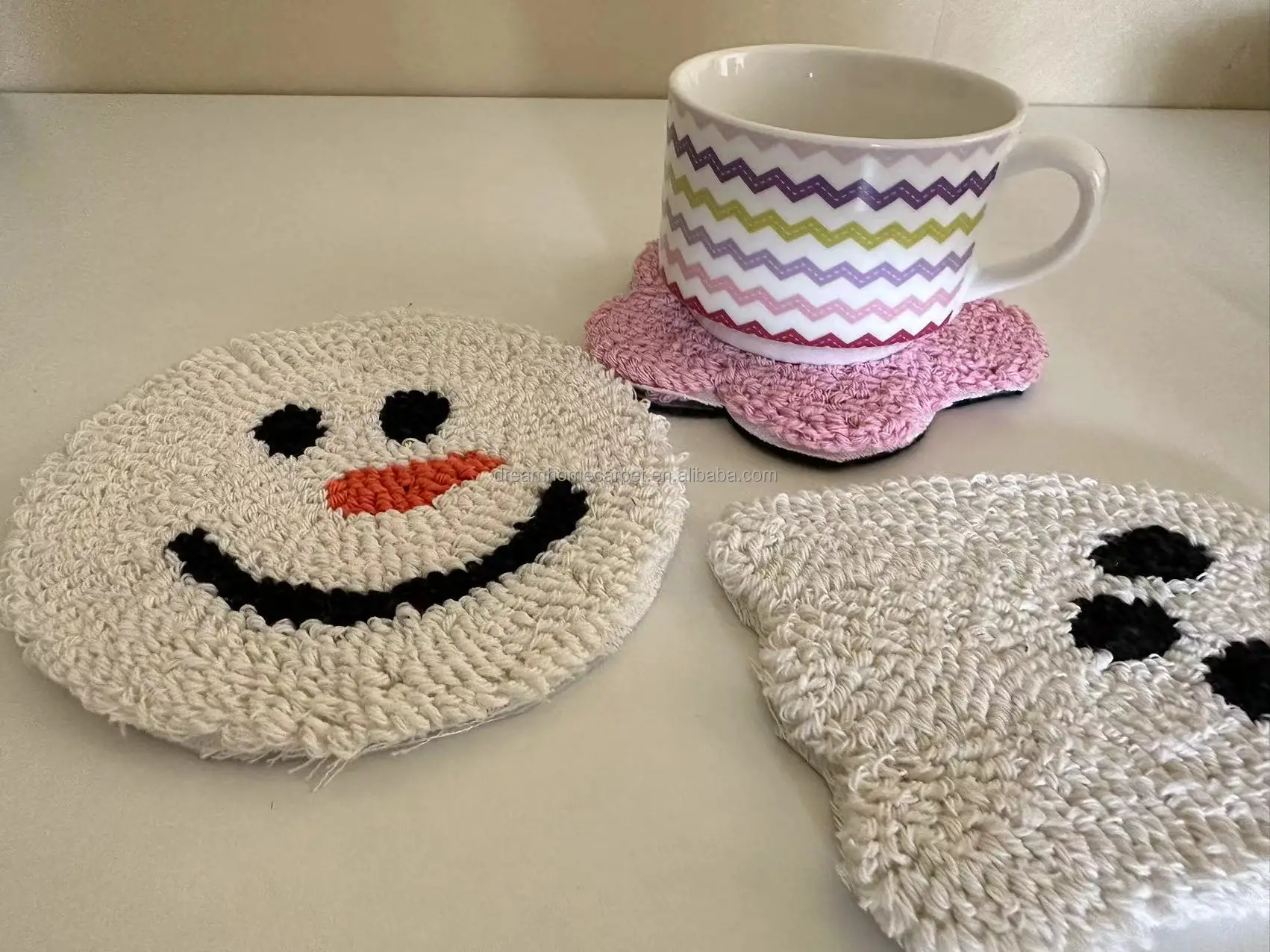 Tufted Coaster Handmade Custom Mug Rug Coasters Finished Product Punch ...