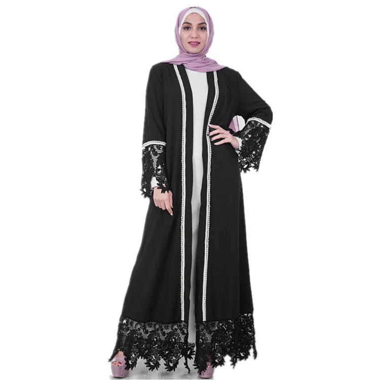 black front open abaya