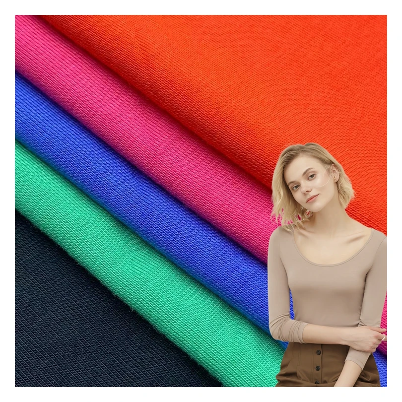 Мягкое качество 95% искусственный шелк 5% спандекс вязаная однотонная трикотажная ткань из вискозы 210GSM для домашней одежды