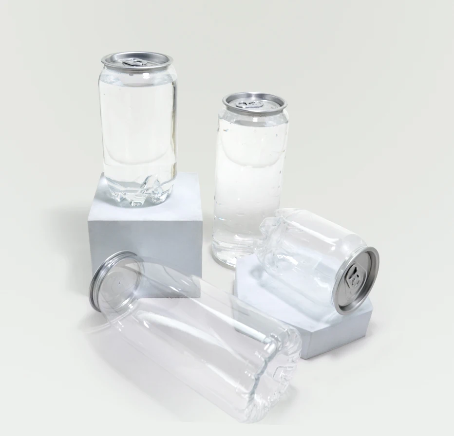 250ml 350ml 500ml 650ml Transparent Clear PET Beverage Can with Aluminum Easy Open Cap