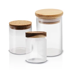 High Quality Borosilicate Spice Glass Jar Food Storage Containers With Bamboo Lids 4oz Airtight Good Jar Food Preservation Safe