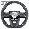 Blue forged carbon fiber+perforated leather