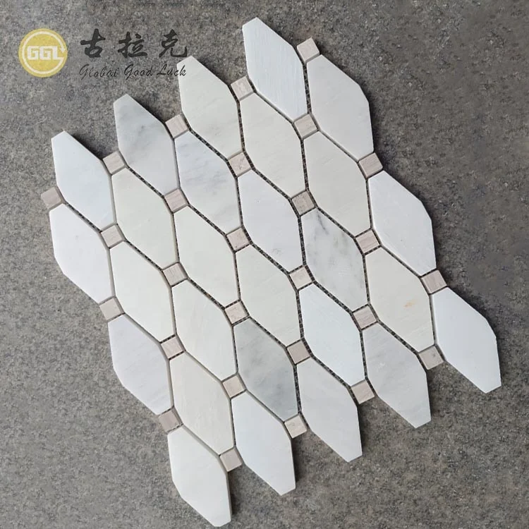 Oriental White Irregular Marble Long Octagon Shape Marble Mosaic Tile for Wall