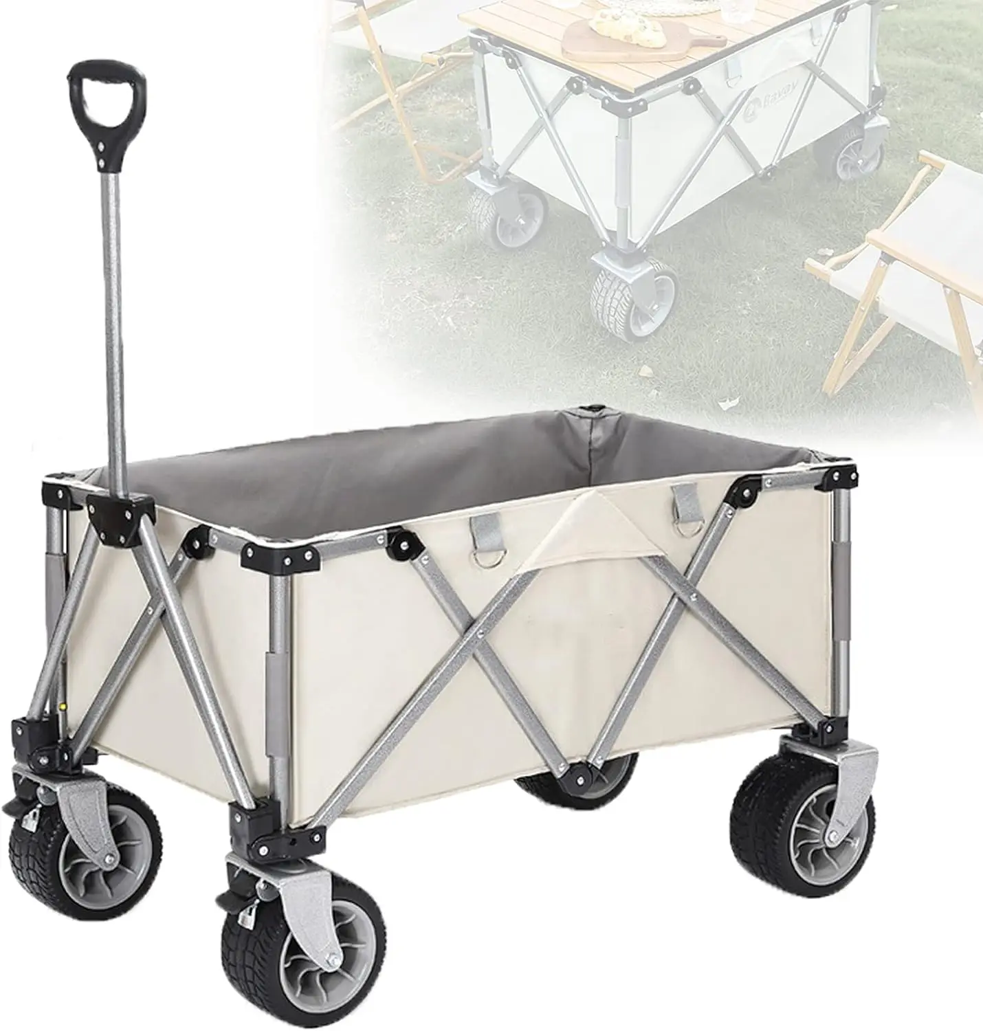 Oeytree Collapsible Outdoor Folding Wagon Cart With Big Wheel Camping