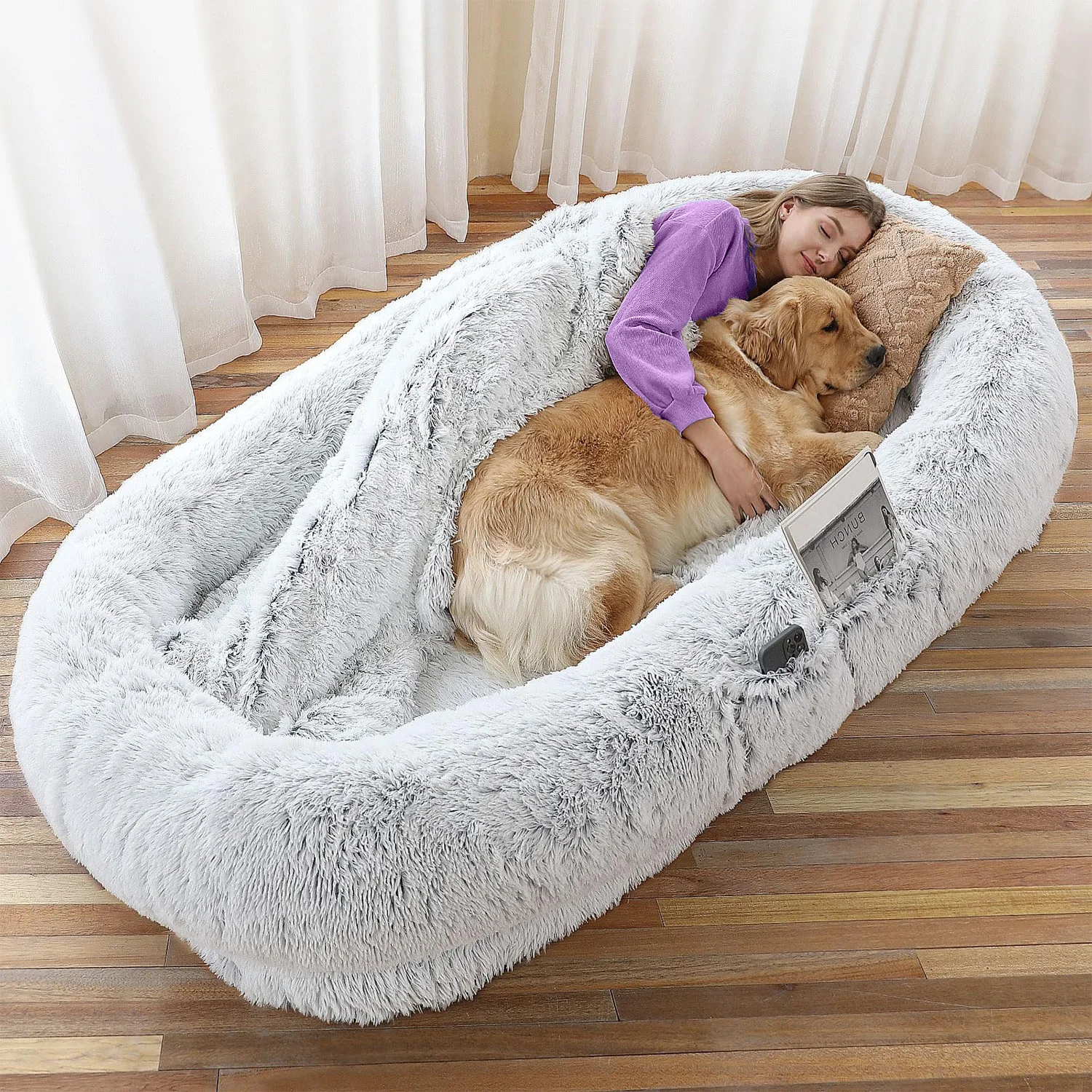 Wholesale luxury xl xxl big memory foam orthopedic heavy duty extra large human sized pet dog bed for people adults