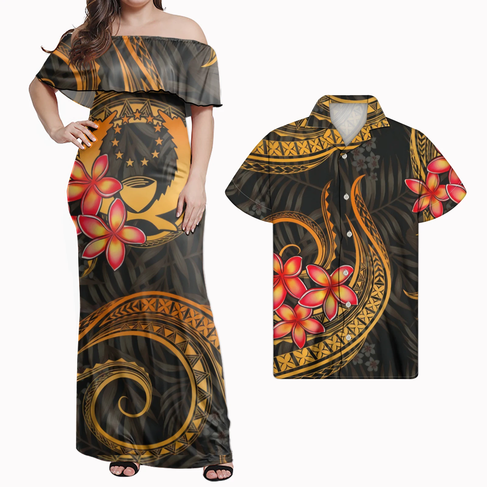 Purple Polynesian Tribal Samoa Puletasi Off Shoulder Dresses Plus Size ...